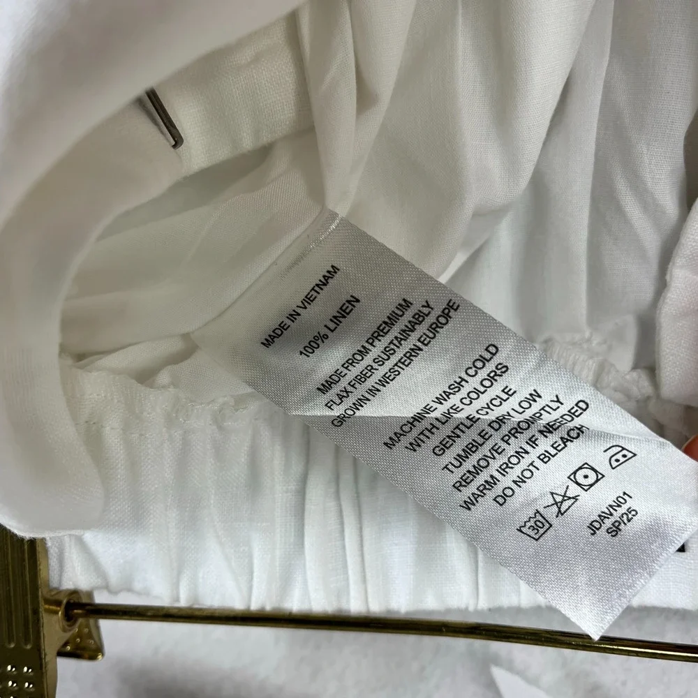 Quince European Linen Luxe Pleated White Trouser Pants Women's Size Medium